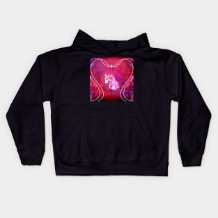 Wonderful colorful unicorn with flowers Kids Hoodie